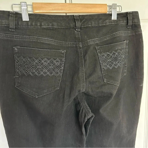 Style & Co Denim Curvy Modern Boot Black Denim with Bedazzled Pockets Size 12 - Picture 4 of 11